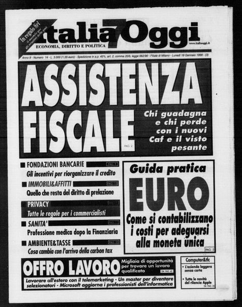 Italia oggi : quotidiano di economia finanza e politica